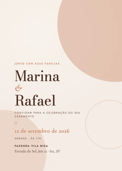 Convite de casamento Formas Orgânicas Terracota, estilo moderno