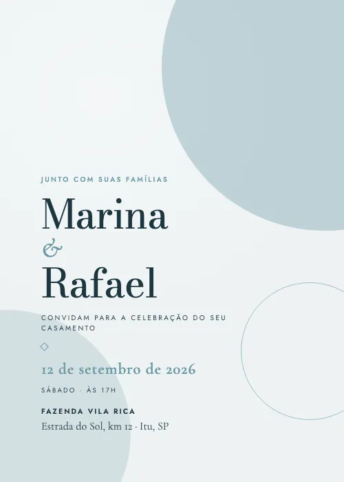 Convite de casamento Formas Orgânicas Oceano, estilo moderno