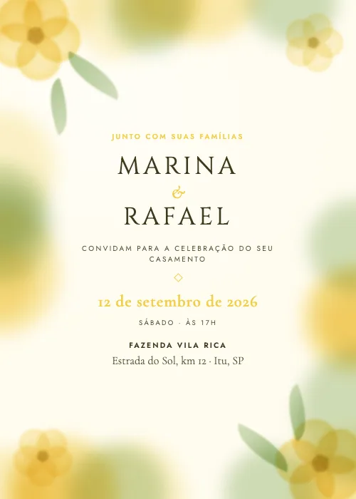 Convite de casamento Moldura Aquarelada Limoncello, estilo em aquarela