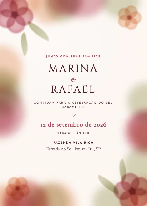 Convite de casamento Moldura Aquarelada Outono, estilo botânico