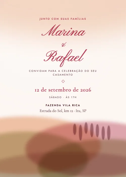 Convite de casamento Paisagem em Aquarela Outono, estilo em aquarela