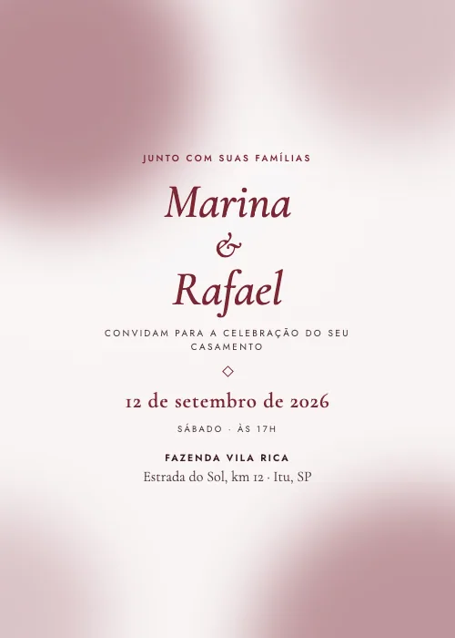 Convite de casamento Inverno na Serra Bordô, estilo em aquarela