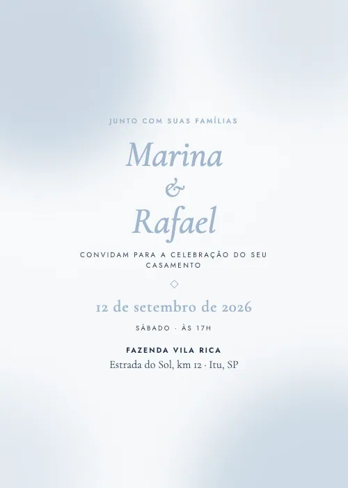Convite de casamento Inverno na Serra Geada, estilo em aquarela
