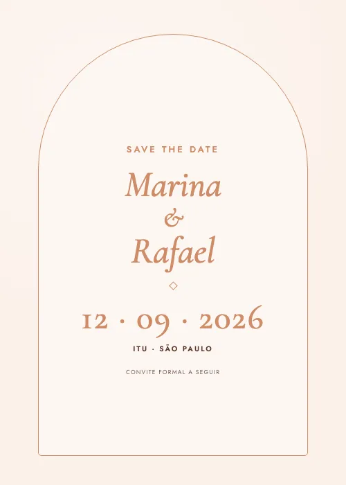 Save the date Arco Romântico Pêssego, estilo romântico