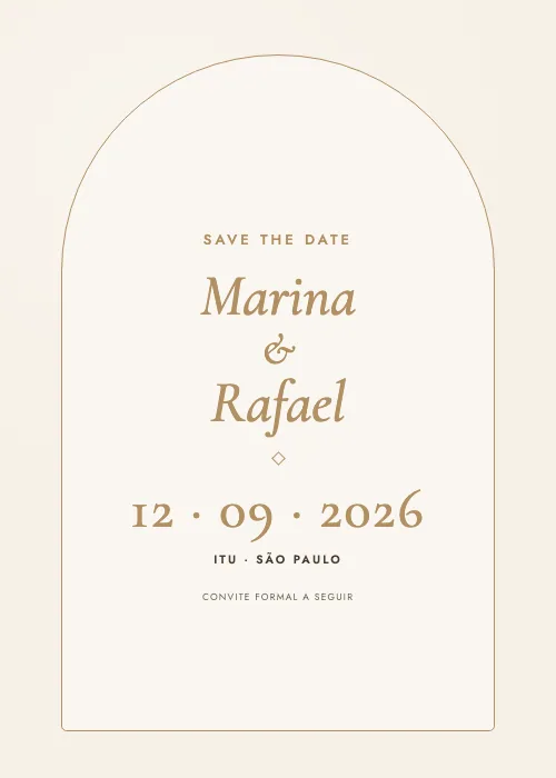 Save the date Arco Romântico Areia, estilo romântico
