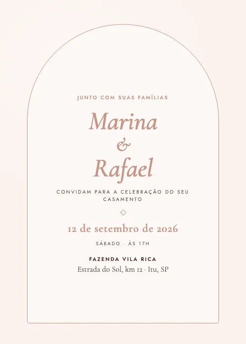 Convite de casamento Jardim Secreto Rosa-chá, estilo romântico