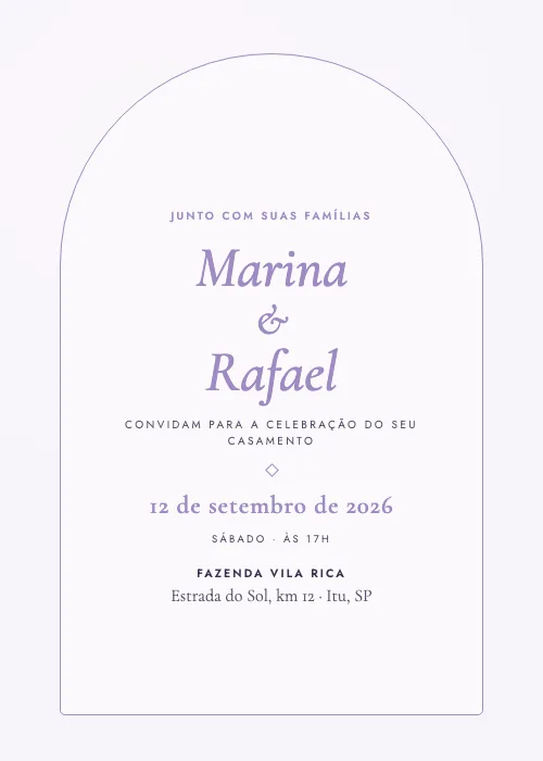 Convite de casamento Jardim Secreto Glicínia, estilo romântico