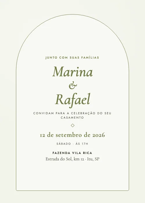Convite de casamento Jardim Secreto Musgo, estilo romântico