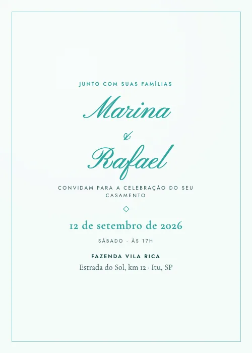 Convite de casamento Destination Wedding Caribe, estilo romântico