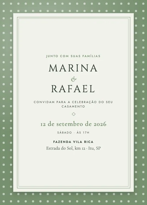 Convite de casamento Cartão Clássico Sálvia, estilo clássico