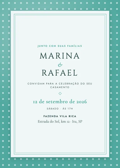 Convite de casamento Cartão Clássico Tiffany, estilo clássico