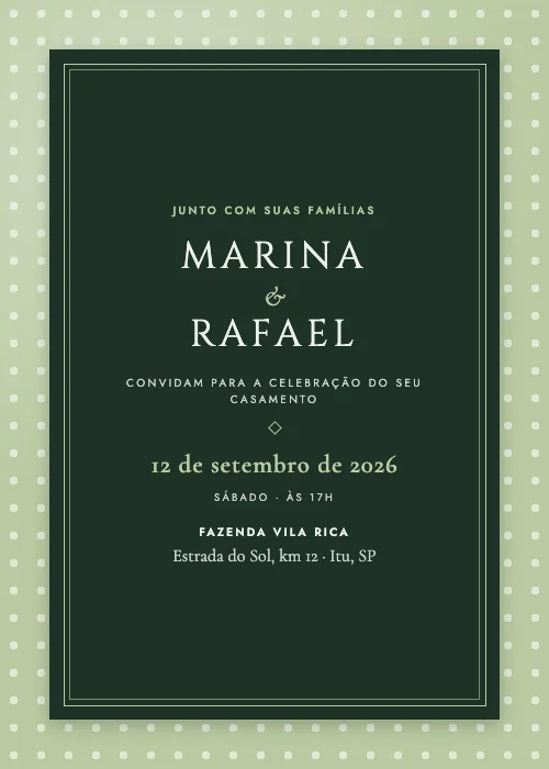 Convite de casamento Cartão Clássico Floresta, estilo clássico
