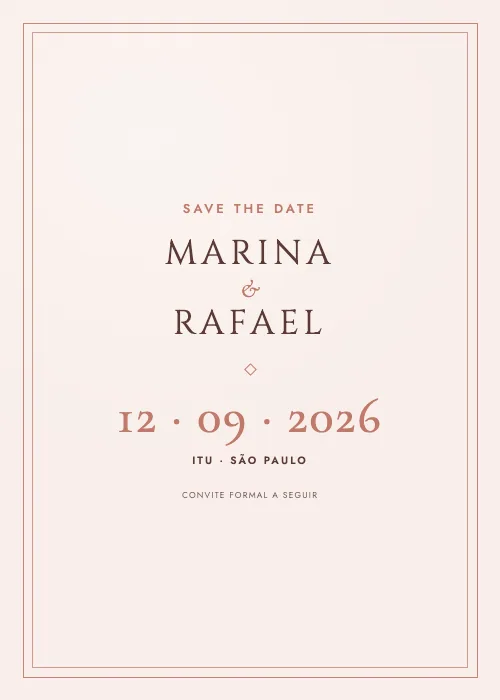 Save the date Moldura Clássica Rosé, estilo clássico