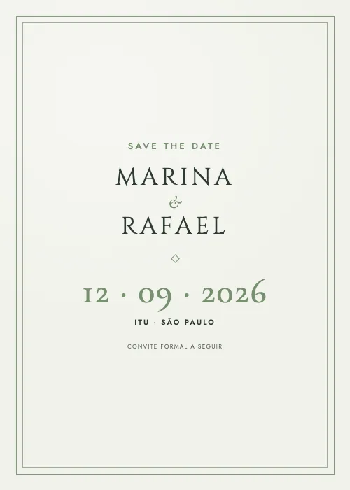 Save the date Moldura Clássica Sálvia, estilo clássico