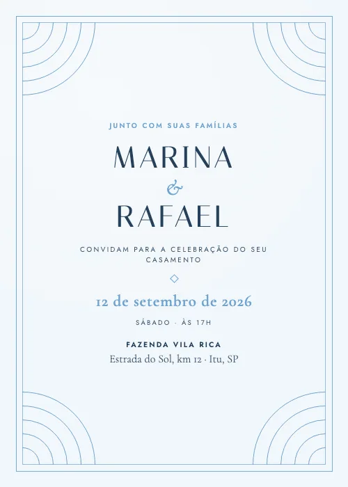 Convite de casamento Leque Déco Céu, estilo de luxo