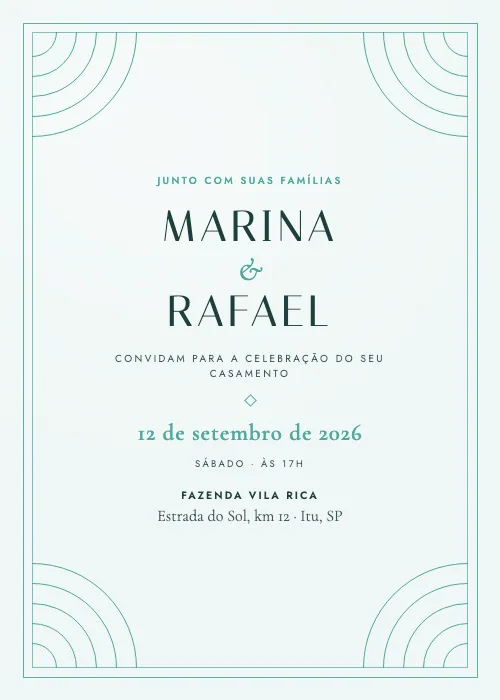 Convite de casamento Leque Déco Tiffany, estilo de luxo