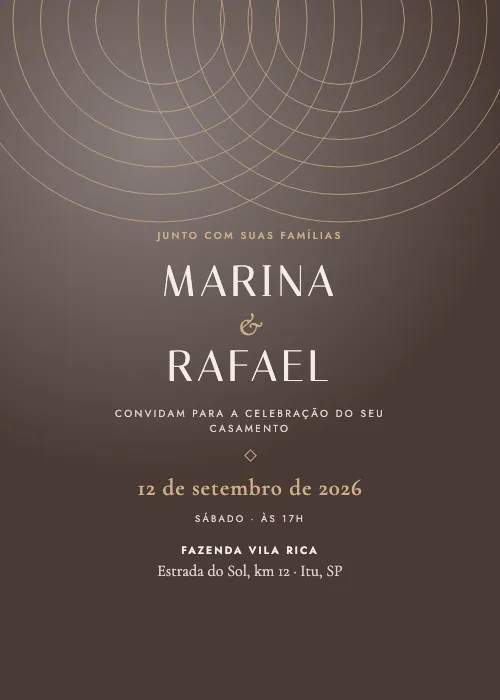 Convite de casamento Entrelaços Café, estilo moderno