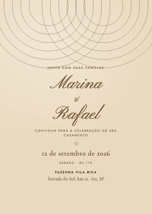 Convite de casamento Rústico Kraft, estilo romântico