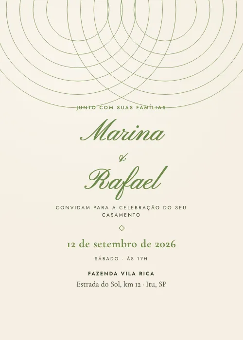 Convite de casamento Rústico Campo, estilo romântico