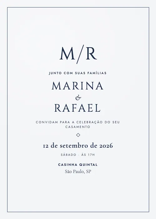 Convite de casamento minimalista Casinha Quintal, São Paulo