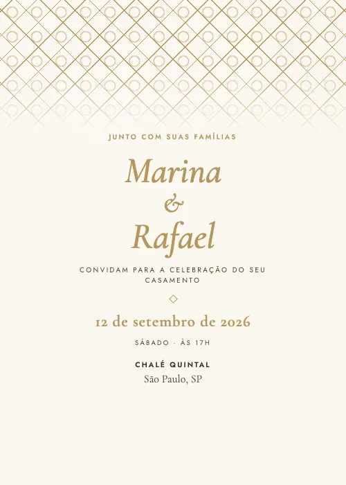 Convite de casamento clássico Chalé Quintal, São Paulo
