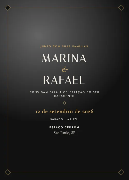 Convite de casamento de luxo Espaço Cedrom, São Paulo