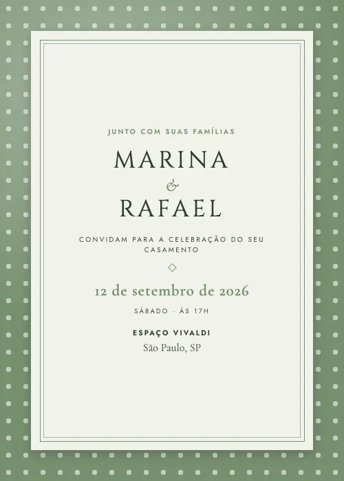 Convite de casamento clássico Espaço Vivaldi, São Paulo
