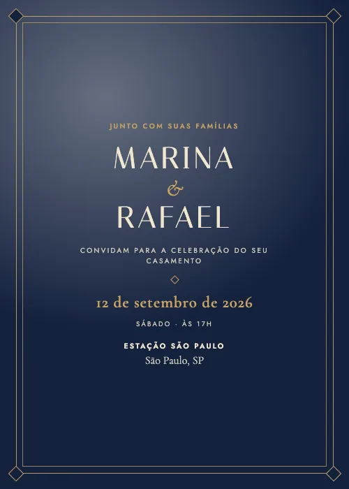 Convite de casamento de luxo Estação São Paulo, São Paulo