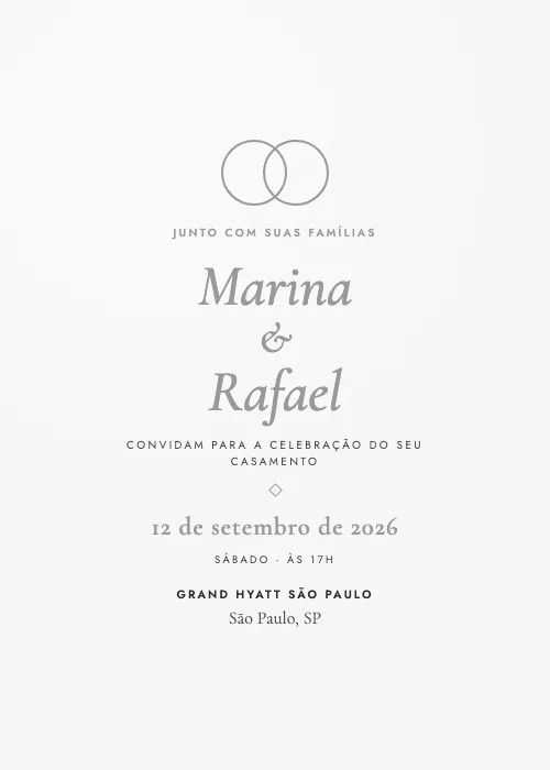 Convite de casamento minimalista Grand Hyatt São Paulo, São Paulo