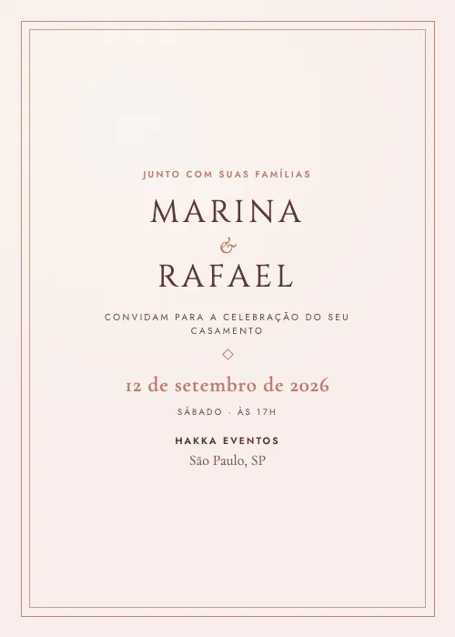 Convite de casamento clássico Hakka Eventos, São Paulo