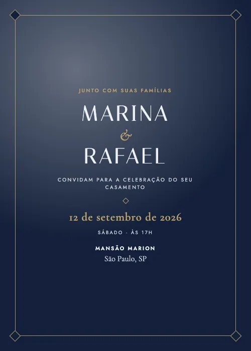 Convite de casamento de luxo Mansão Marion, São Paulo