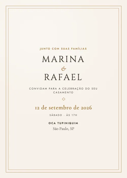 Convite de casamento clássico Oca Tupiniquim, São Paulo