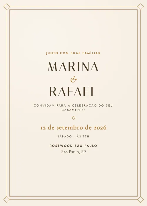 Convite de casamento de luxo Rosewood São Paulo, São Paulo