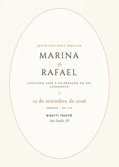 Convite de casamento clássico Bisutti Traffô, São Paulo
