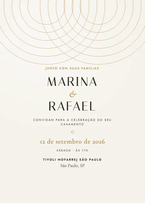 Convite de casamento moderno Tivoli Mofarrej São Paulo, São Paulo