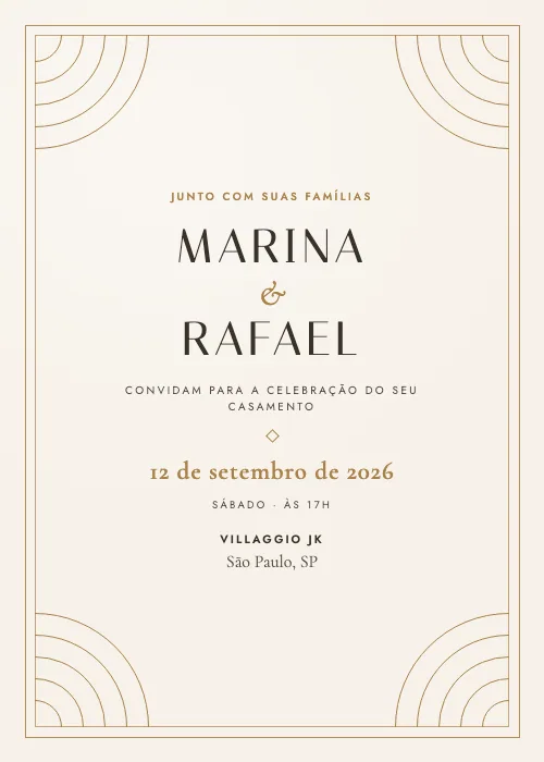 Convite de casamento de luxo Villaggio JK, São Paulo