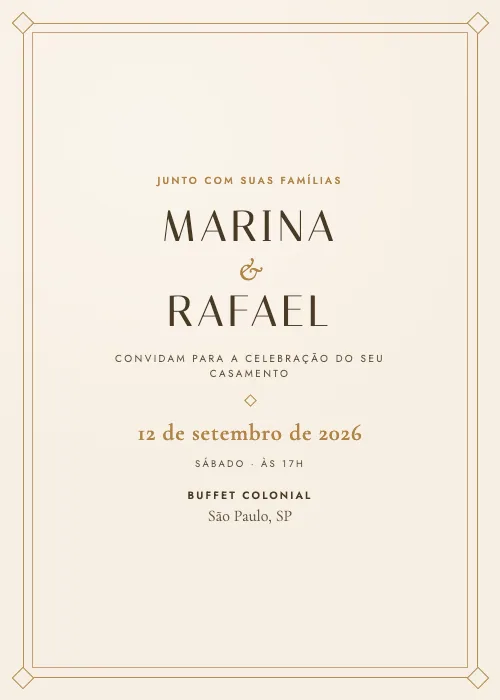 Convite de casamento de luxo Buffet Colonial, São Paulo