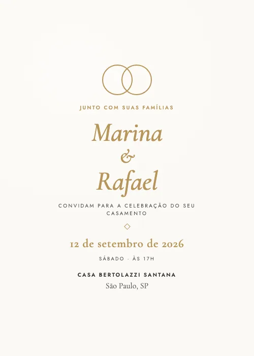 Convite de casamento minimalista Casa Bertolazzi Santana, São Paulo