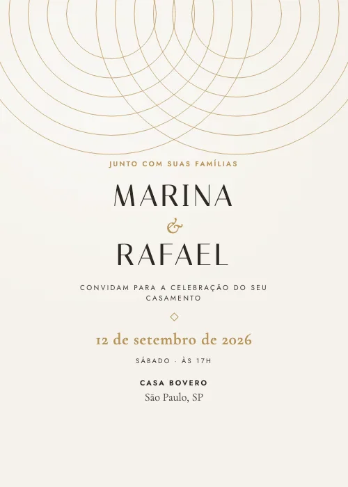 Convite de casamento moderno Casa Bovero, São Paulo