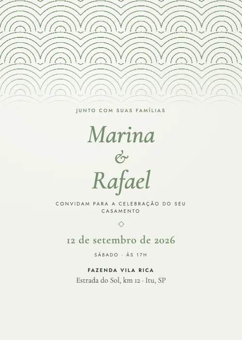 Convite de casamento Leques Sálvia, estilo de luxo