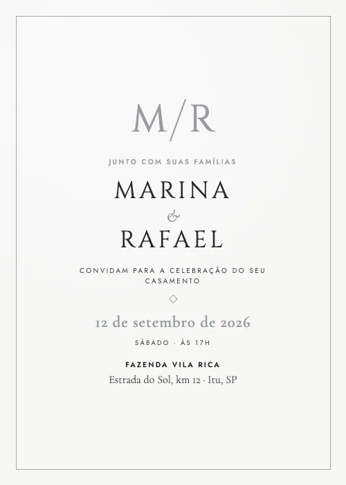 Convite de casamento Monograma Dourado Prata, estilo de luxo