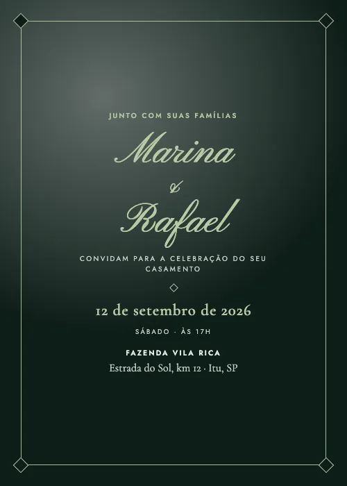 Convite de casamento Noite Estrelada Floresta, estilo de luxo