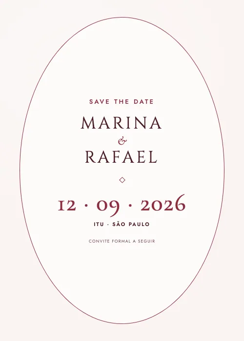 Save the date Medalhão Bordô, estilo clássico