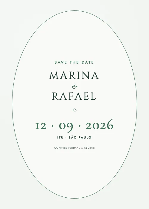 Save the date Medalhão Verde, estilo clássico