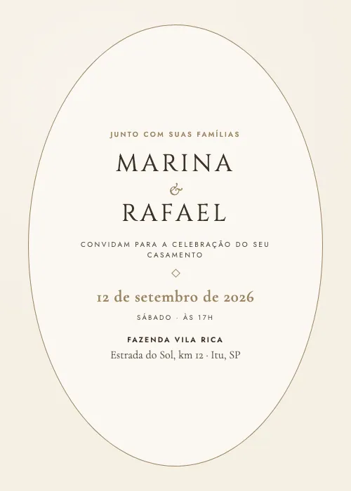Convite de casamento Medalhão Vintage Chá, estilo clássico