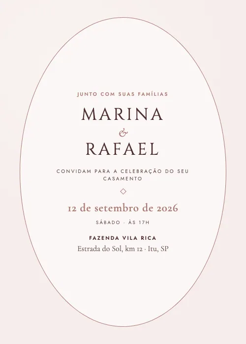 Convite de casamento Medalhão Vintage Rosa-antigo, estilo clássico