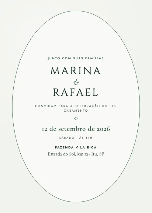 Convite de casamento Medalhão Vintage Verde-inglês, estilo clássico