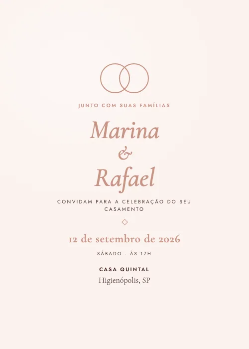 Convite de casamento Casa Quintal Simples Rosa-chá, Casa Quintal