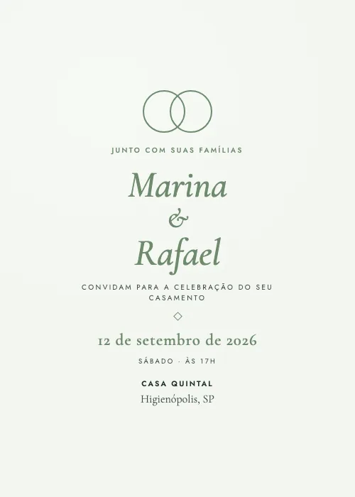 Convite de casamento Casa Quintal Simples Sálvia, Casa Quintal