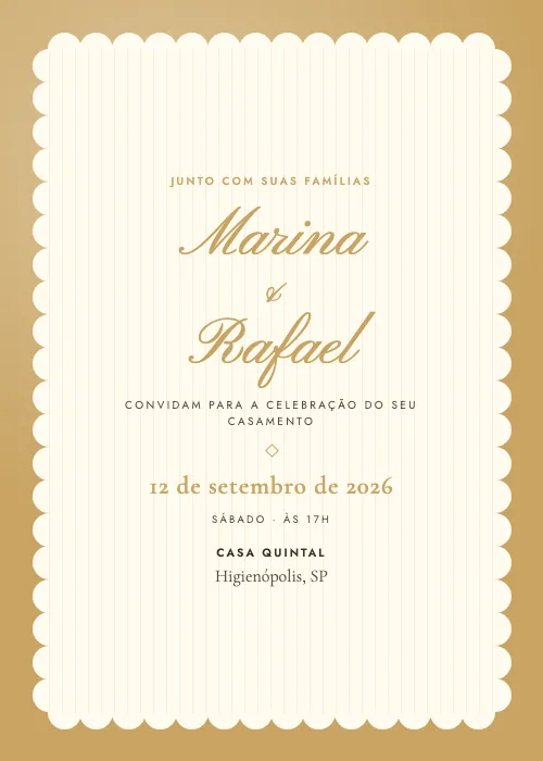 Convite de casamento Casa Quintal Recortada Manteiga, Casa Quintal